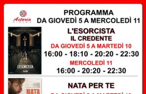 La programmazione del cinema Astoria fino all’11 ottobre